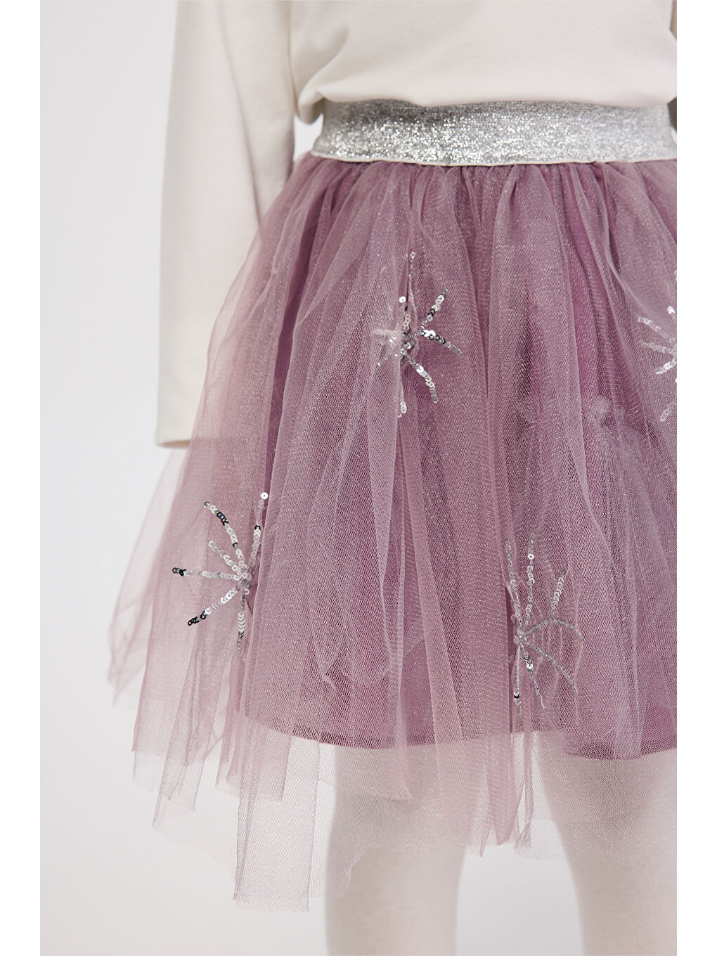 Kız Çocuk Pul Nakışlı Mor Tütü Etek-1