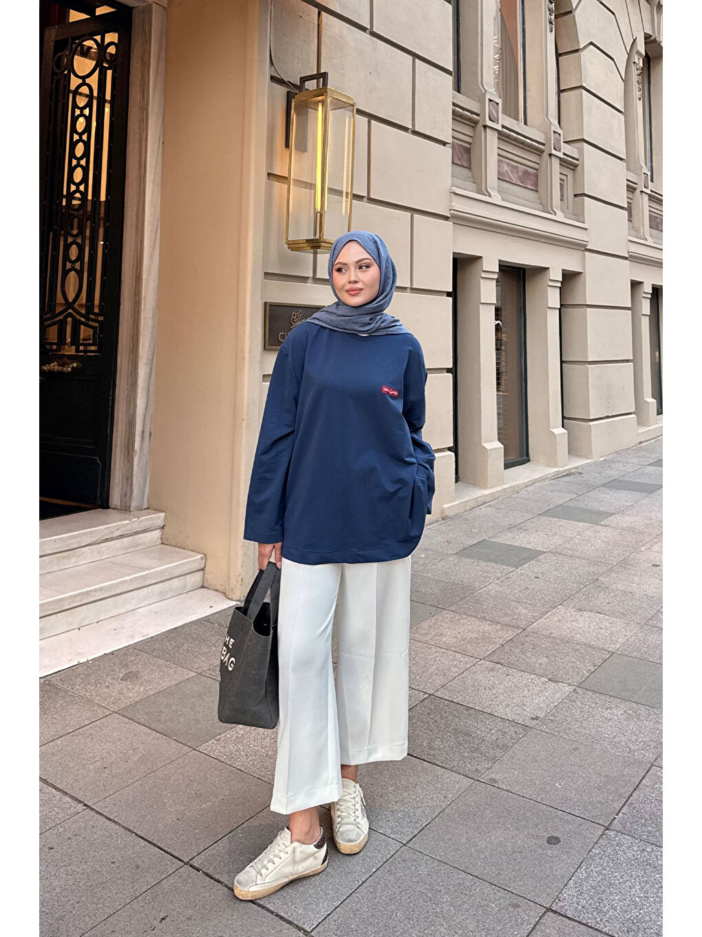 Kadın Arma Detay Tunik Mavi-3