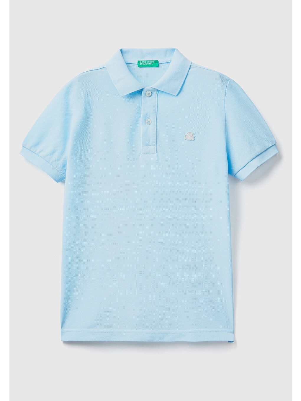 United Colors Of Benetton Açık Mavi Erkek Çocuk Açık Mavi Logolu  Pike Polo T-Shirt