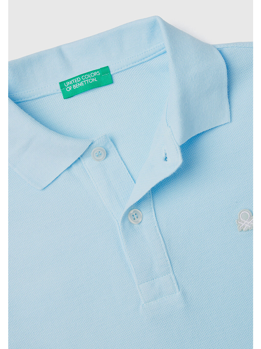 United Colors Of Benetton Açık Mavi Erkek Çocuk Açık Mavi Logolu  Pike Polo T-Shirt - 1