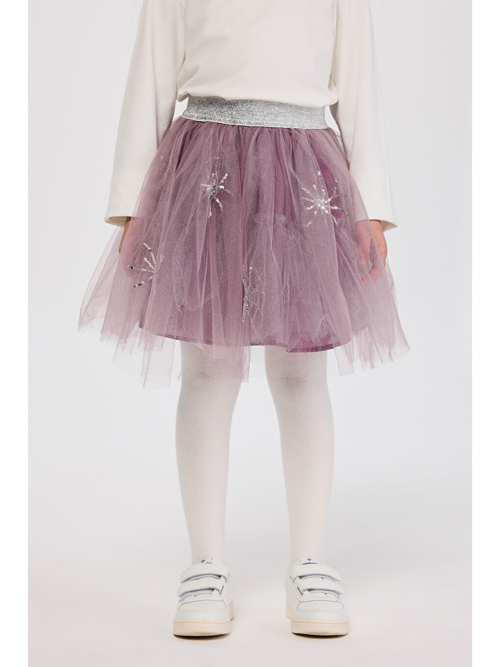 Kız Çocuk Pul Nakışlı Mor Tütü Etek-5