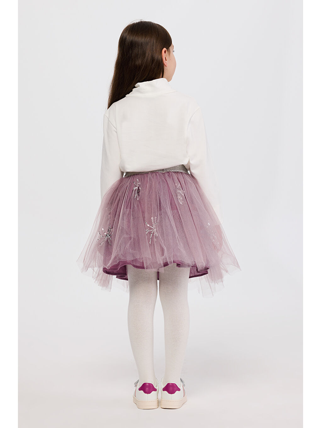 Kız Çocuk Pul Nakışlı Mor Tütü Etek-6