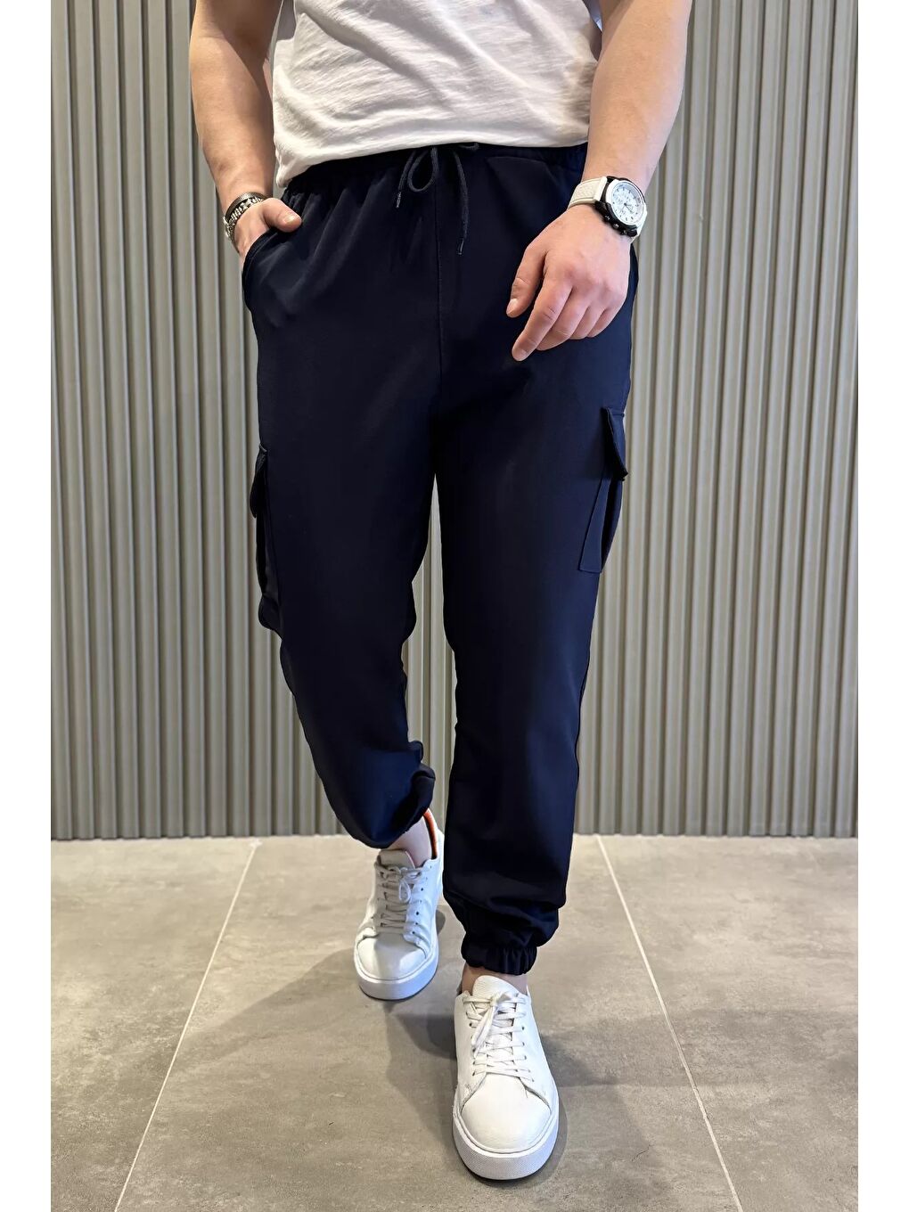 Lacivert Kargo Cepli Erkek Eşofman Altı