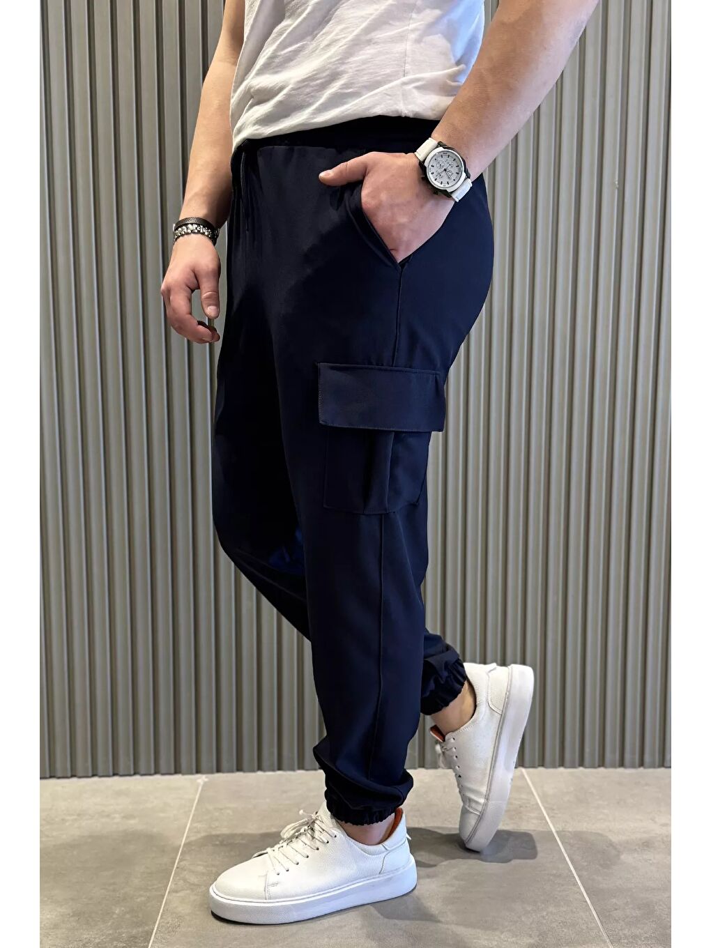 Lacivert Kargo Cepli Erkek Eşofman Altı-1