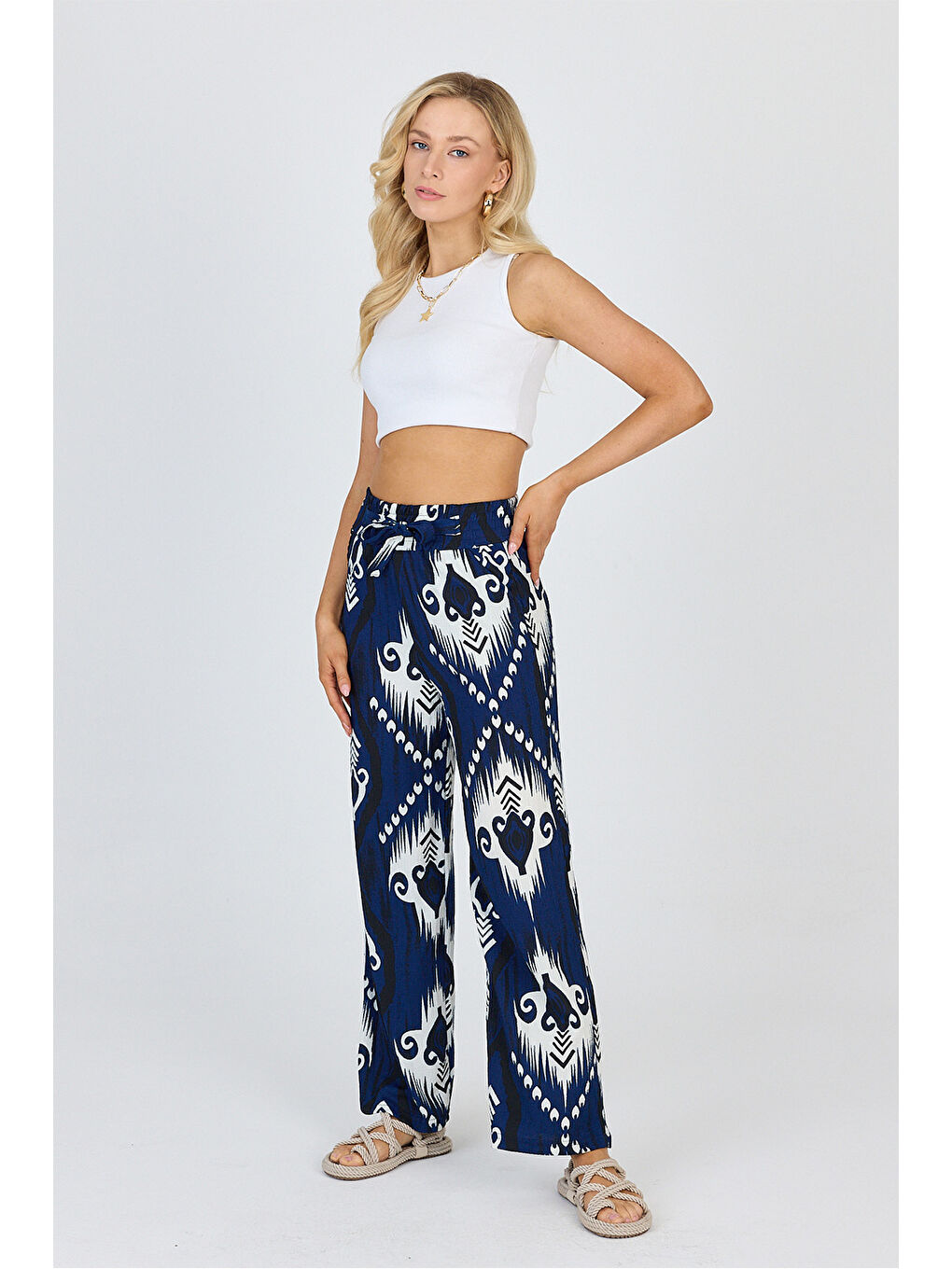 Kadın Bürümcük Lacivert Pantolon-2