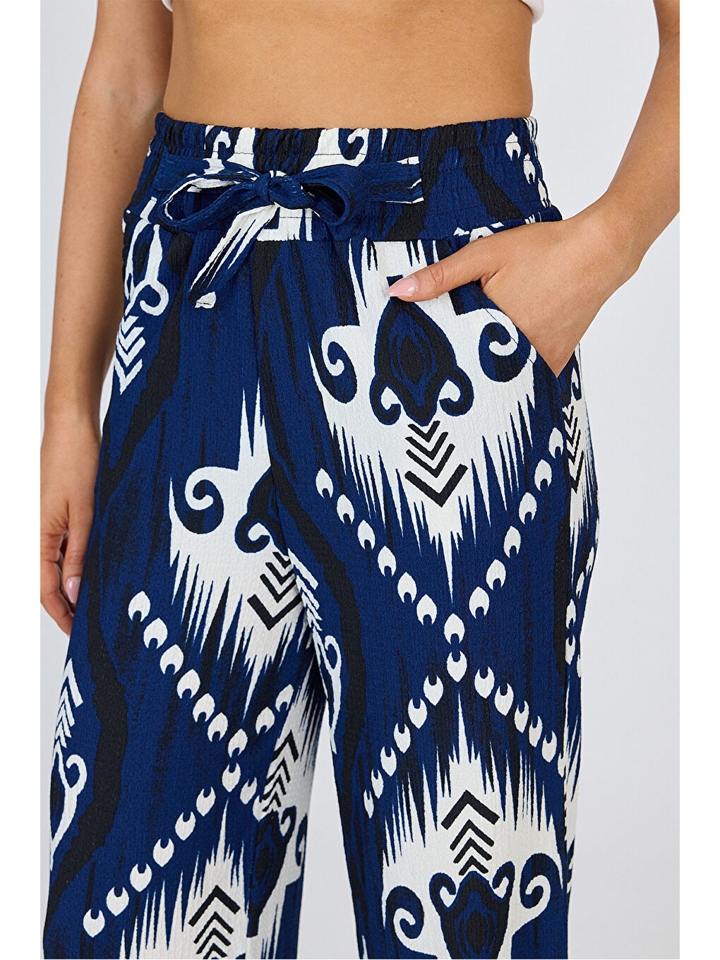 Kadın Bürümcük Lacivert Pantolon-3