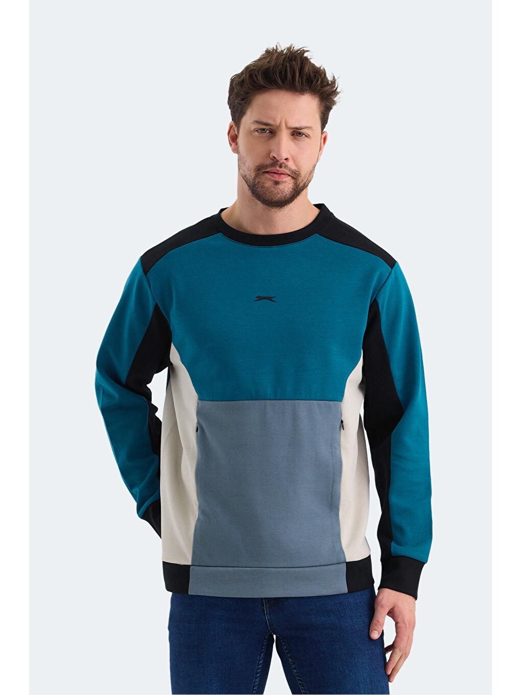 SLAZENGER VITALI Erkek Sweatshirt Petrol