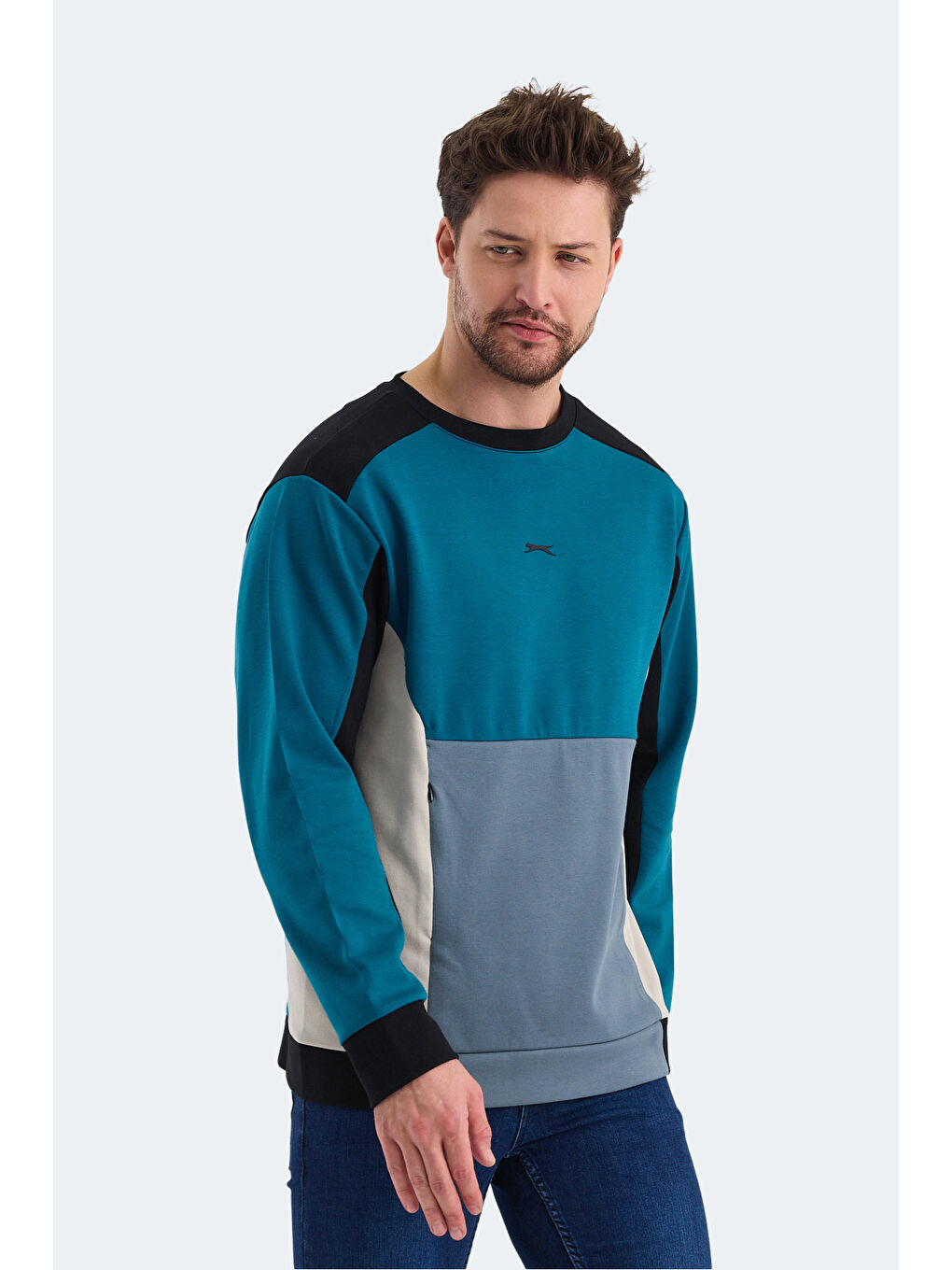 SLAZENGER VITALI Erkek Sweatshirt Petrol - 2