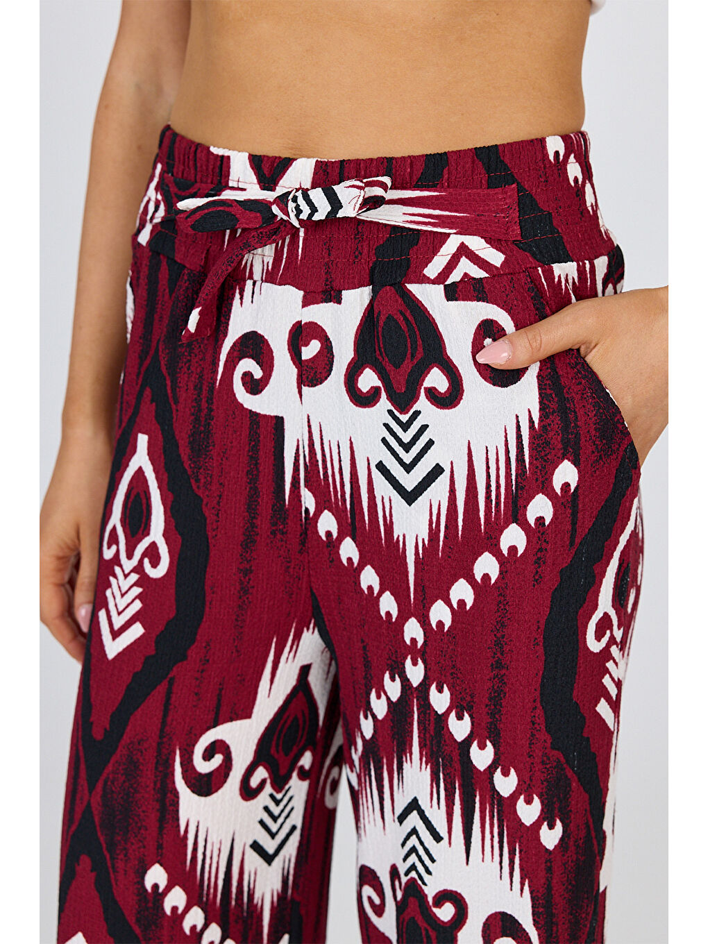 Kadın Bürümcük Bordo Pantolon-3