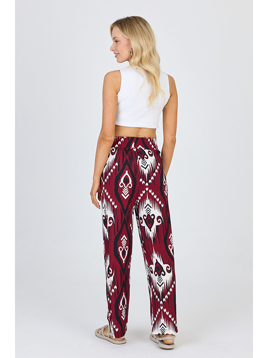 Kadın Bürümcük Bordo Pantolon-4