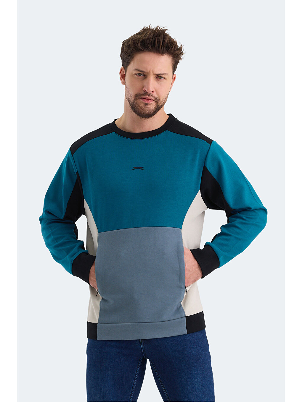 SLAZENGER VITALI Erkek Sweatshirt Petrol - 5