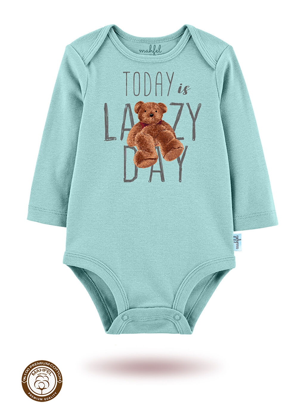 Turkuaz 3 lü  100 Pamuklu Organik Baskılı Çıtçıtlı Bebek Body Zıbın-1