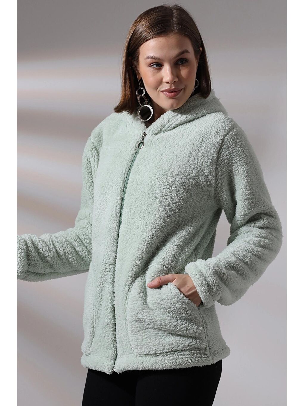 Yeşil Fermuarlı Polar Sweat-4