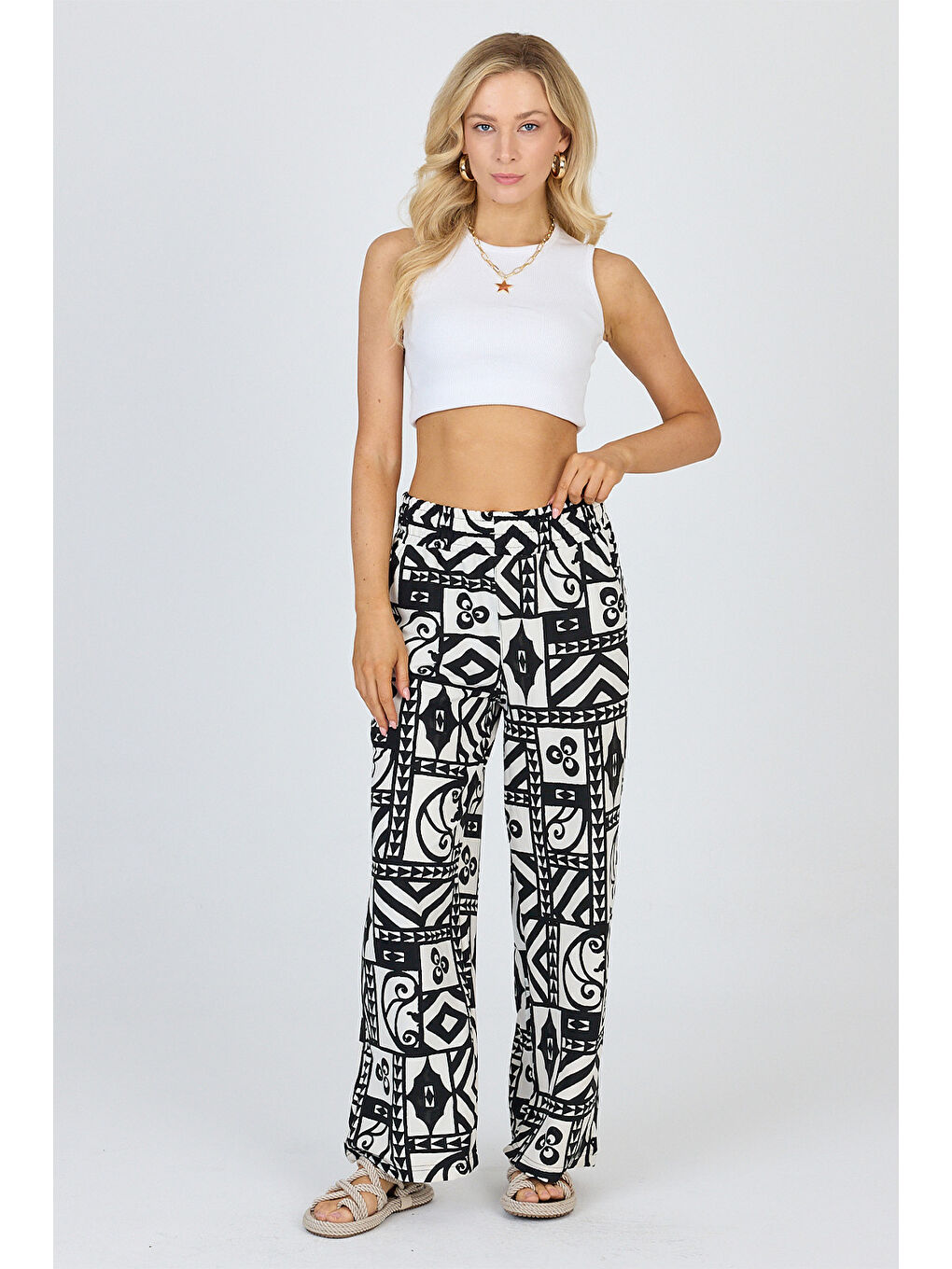 Siyah Kadın Ottoman Pantolon-1