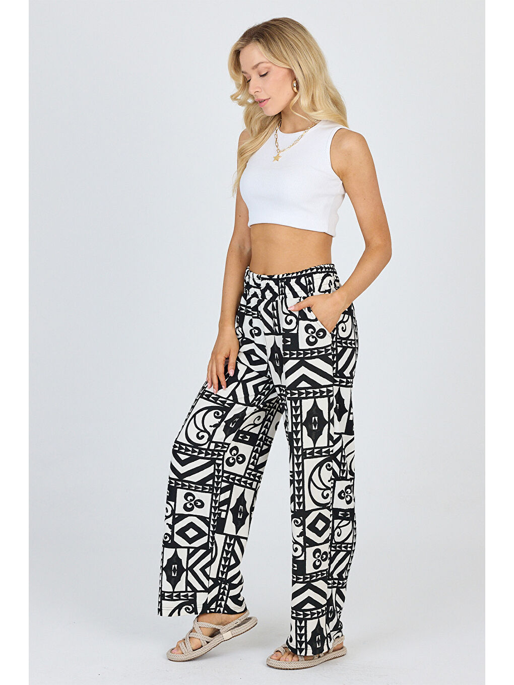 Siyah Kadın Ottoman Pantolon-2