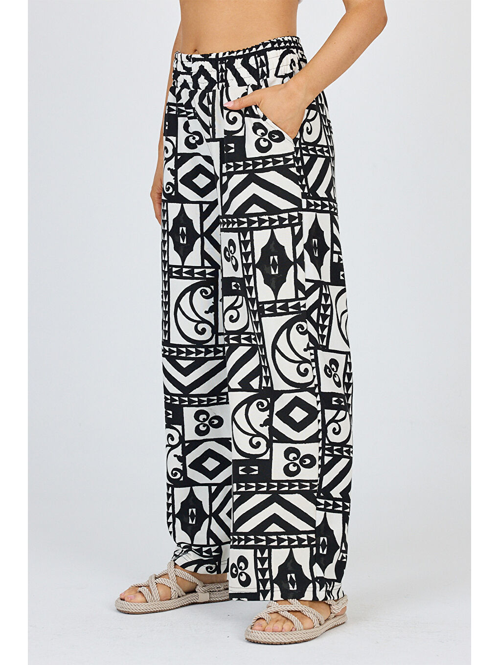 Siyah Kadın Ottoman Pantolon-4