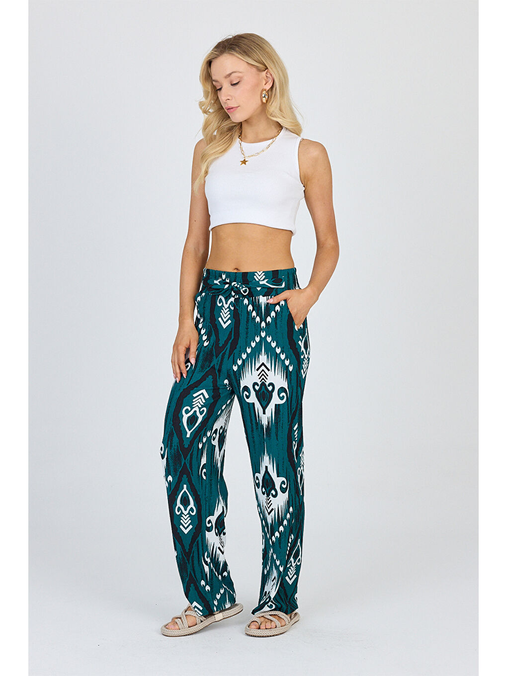 Kadın Bürümcük Yeşil Pantolon