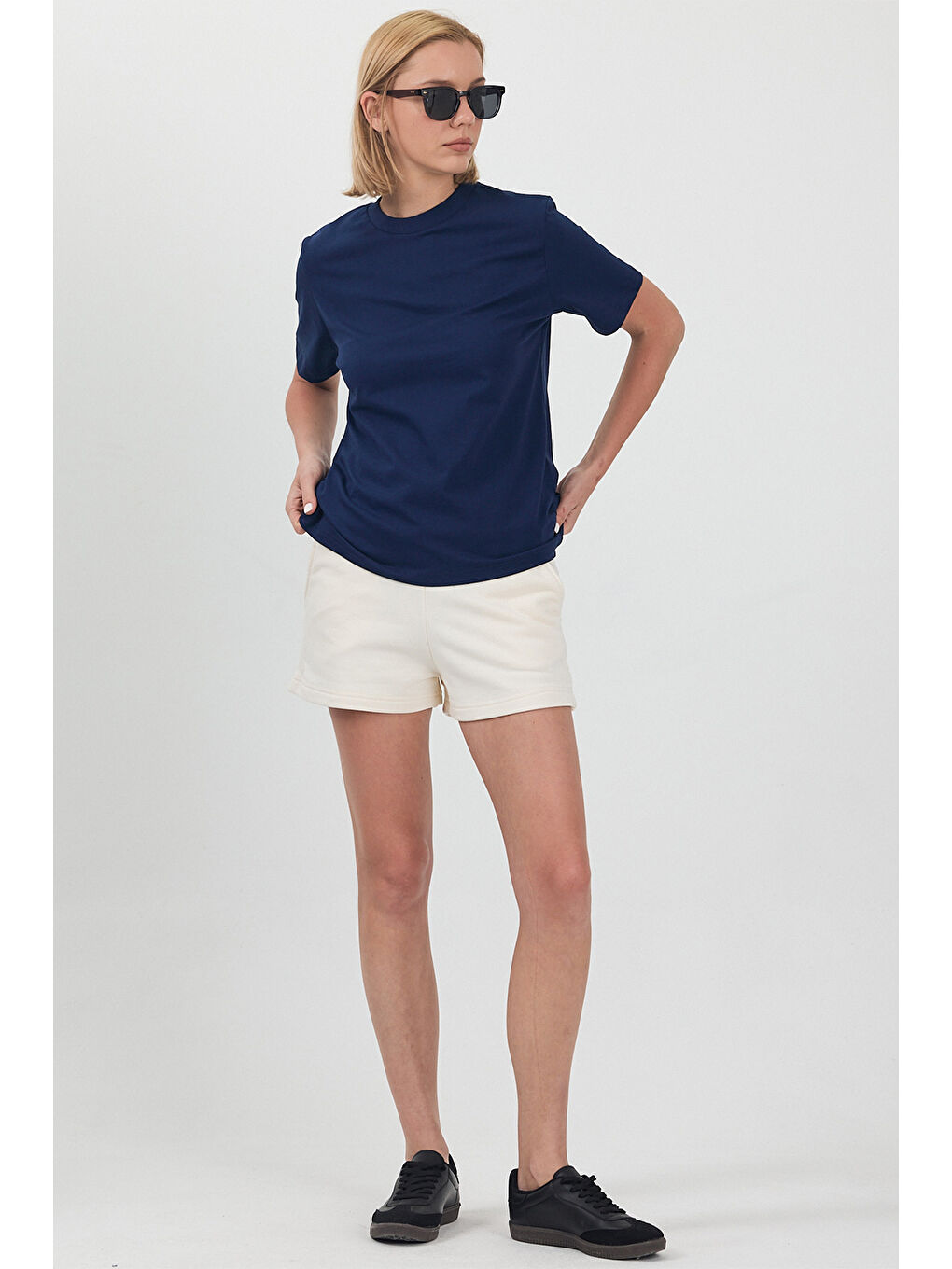 Kadın Basic Lacivert T-Shirt-2