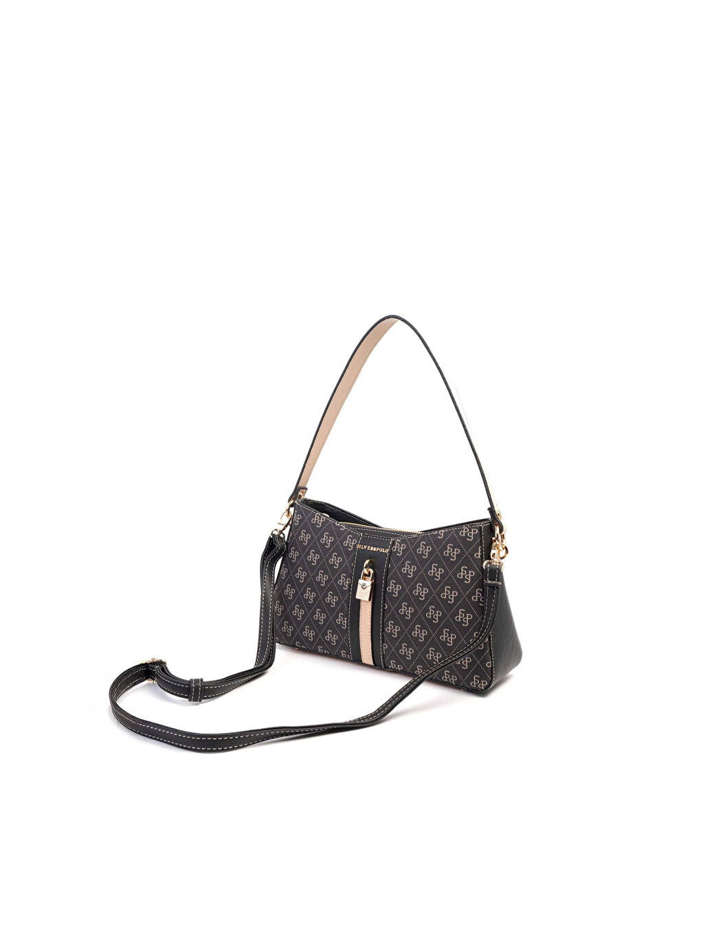 Gri Kadın Omuz Çantası 1102-46718 SILVER POLO ÇAPRAZ BAYAN ÇANTASI M178 FÜME-MAT SİYAH-TEN-5