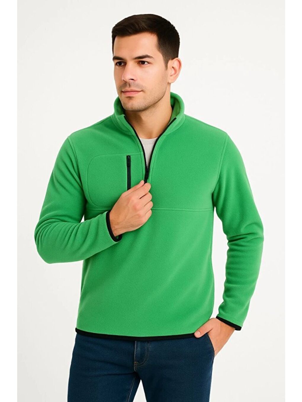 Yeşil Erkek Polar Kazak