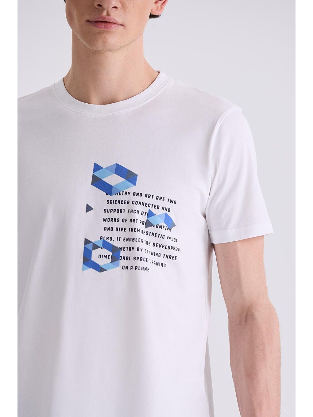 Beyaz Slim Fit Bisiklet Yaka T-Shirt-2