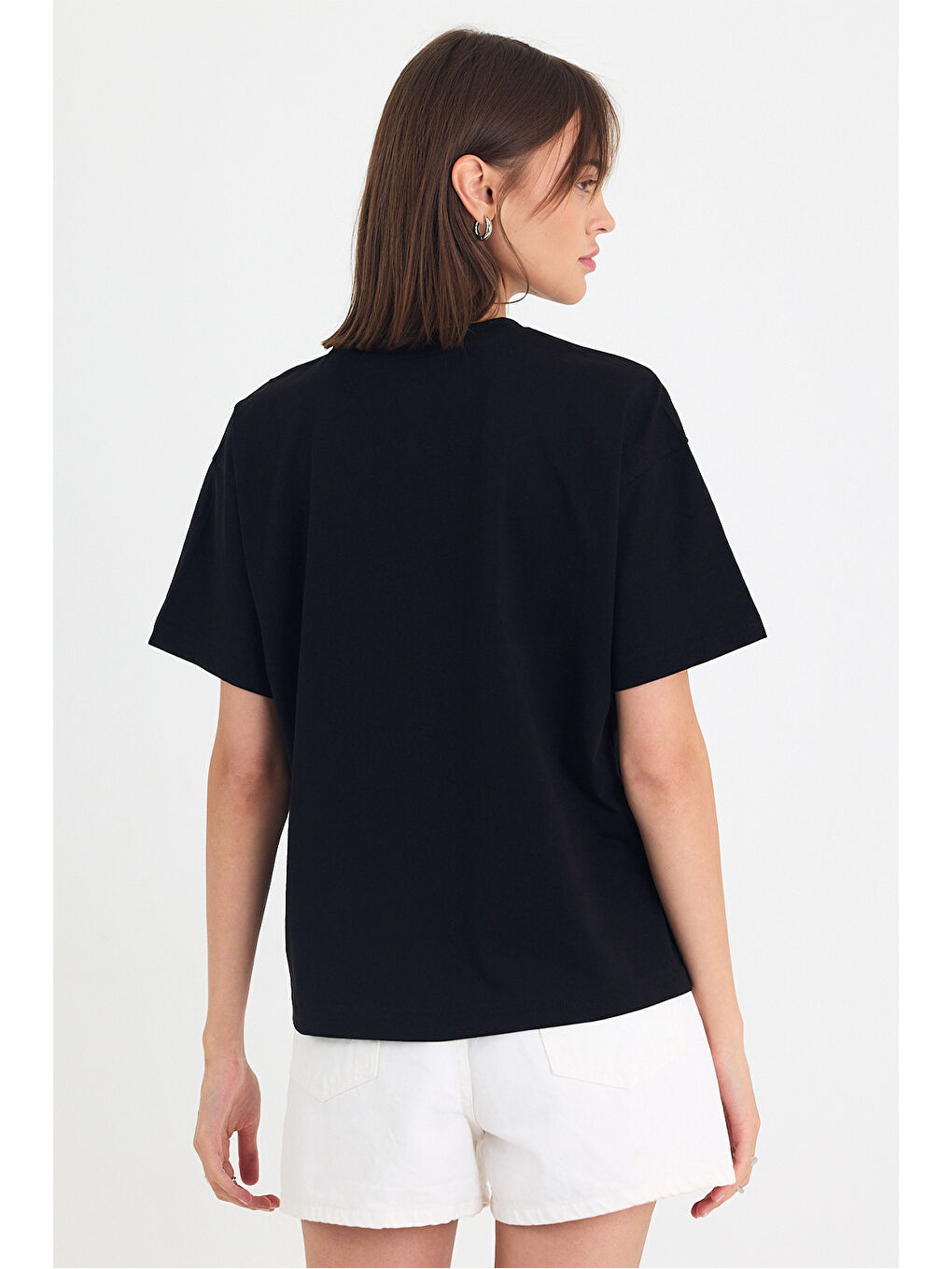 Kadın Timeless Oversize Siyah T-Shirt-4