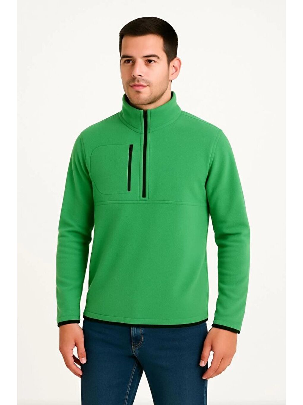 Yeşil Erkek Polar Kazak-1