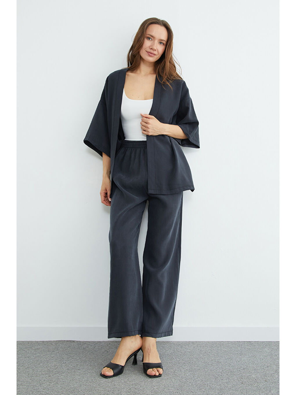 Gri Basic Kapri Kol Salaş 2 Li Takım