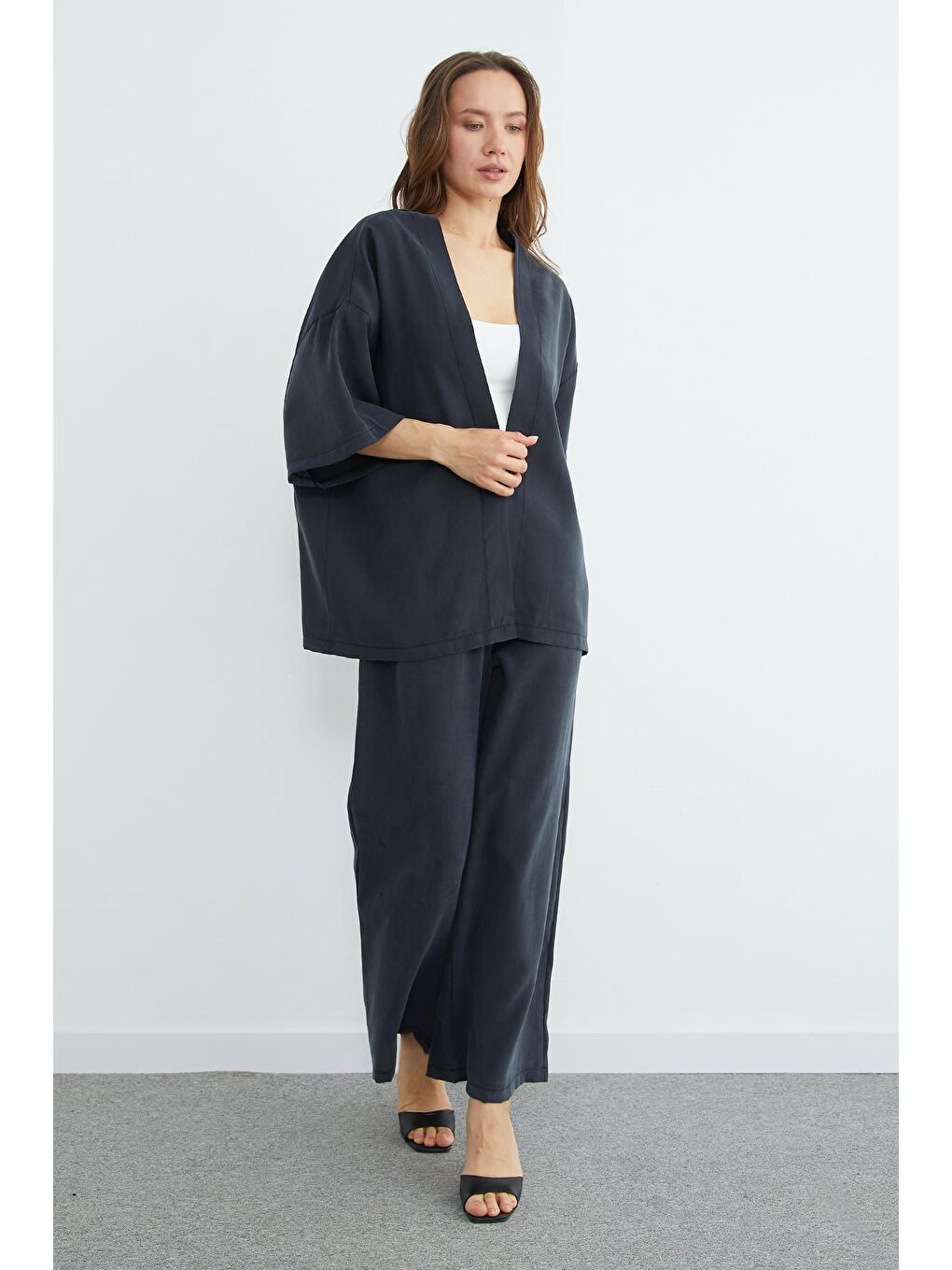 Gri Basic Kapri Kol Salaş 2 Li Takım-1