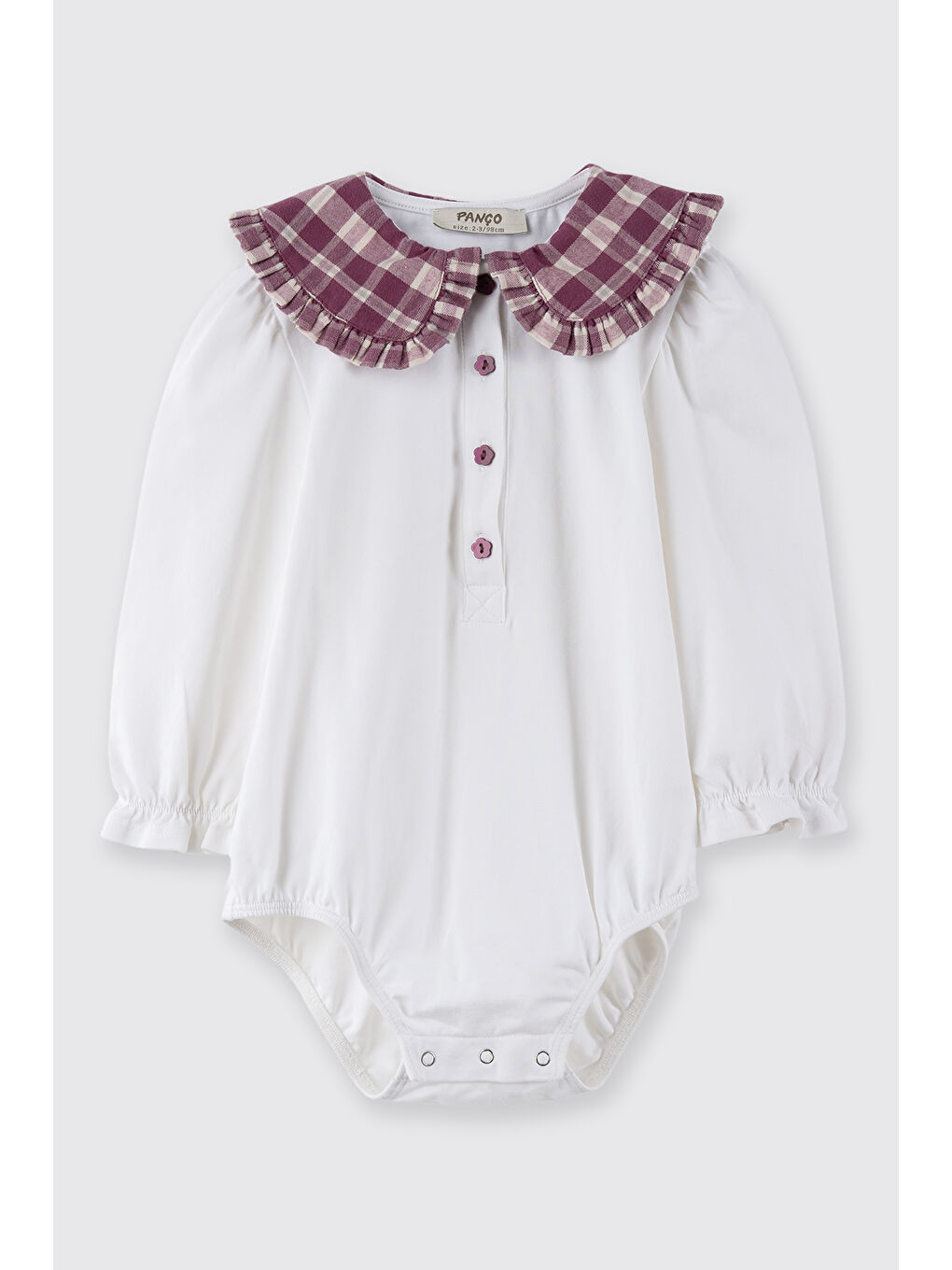 Kız Bebek Yaka Detaylı Ekru Body