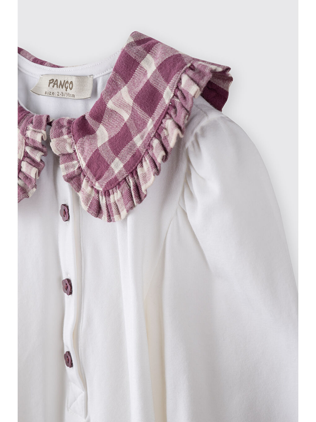 Kız Bebek Yaka Detaylı Ekru Body-1