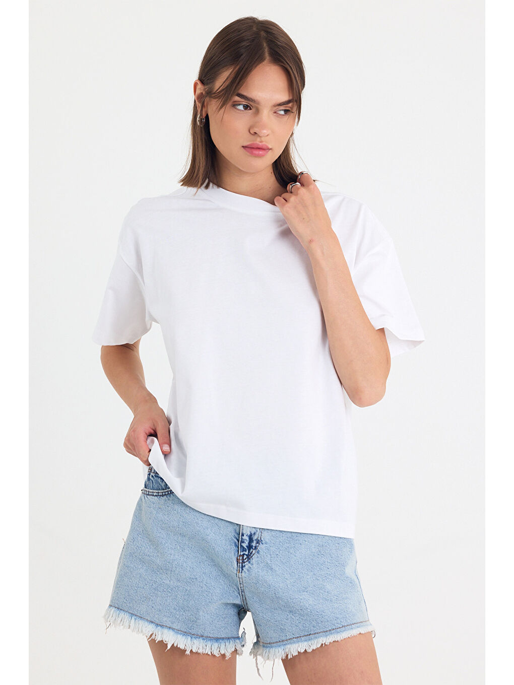 Kadın Timeless Oversize Beyaz T-Shirt-1