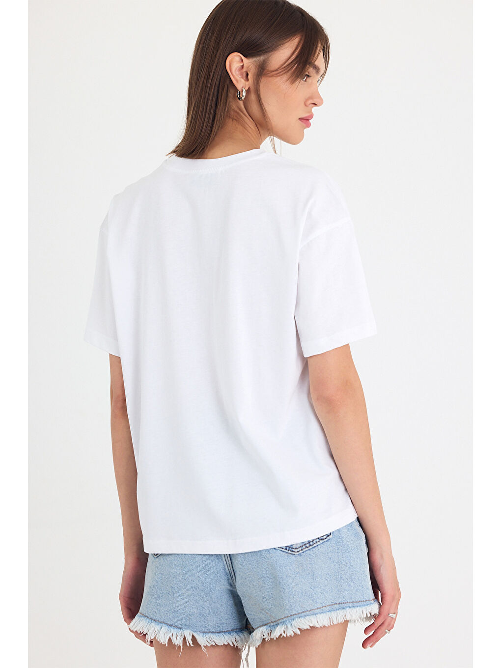 Kadın Timeless Oversize Beyaz T-Shirt-4