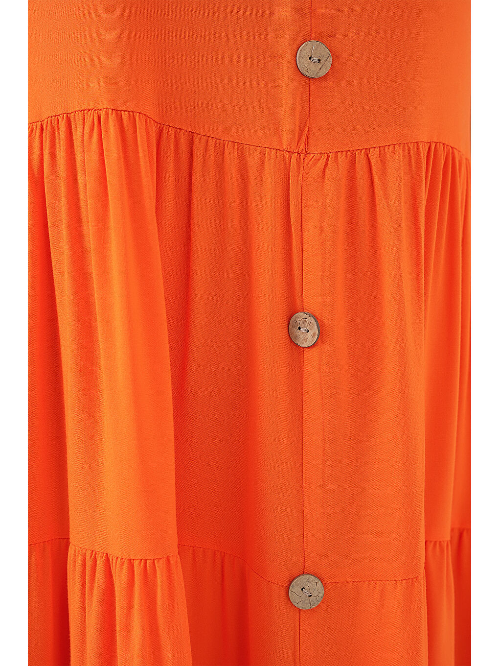 Kadın Sıfır Kol Düğmeli Kısa Elbise 2571 - Turuncu-4