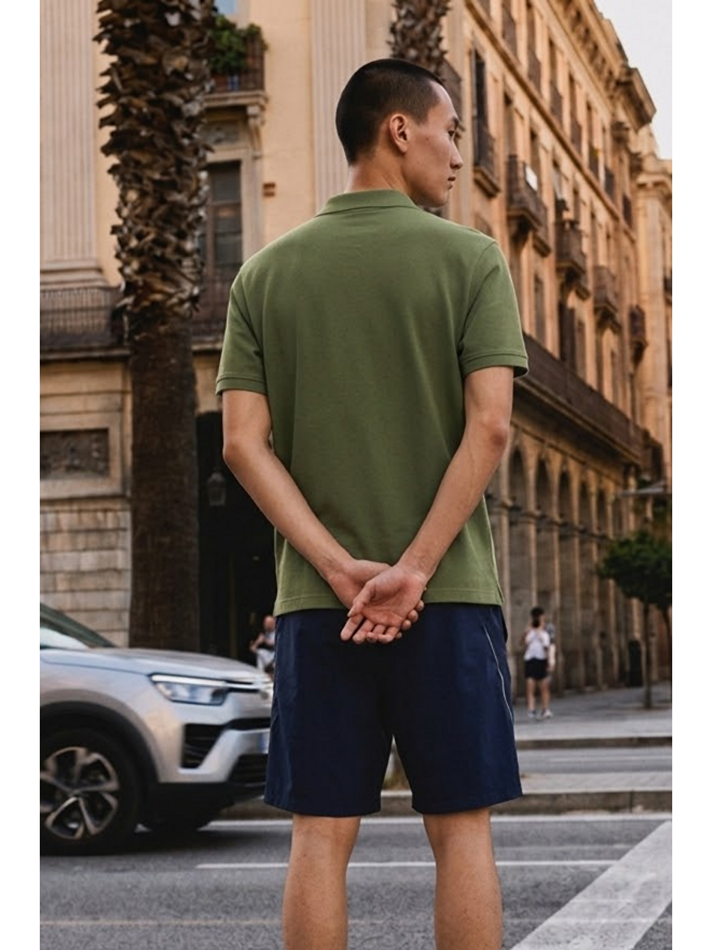Erkek Basic Bol Haki  Polo Yaka Tişört-5