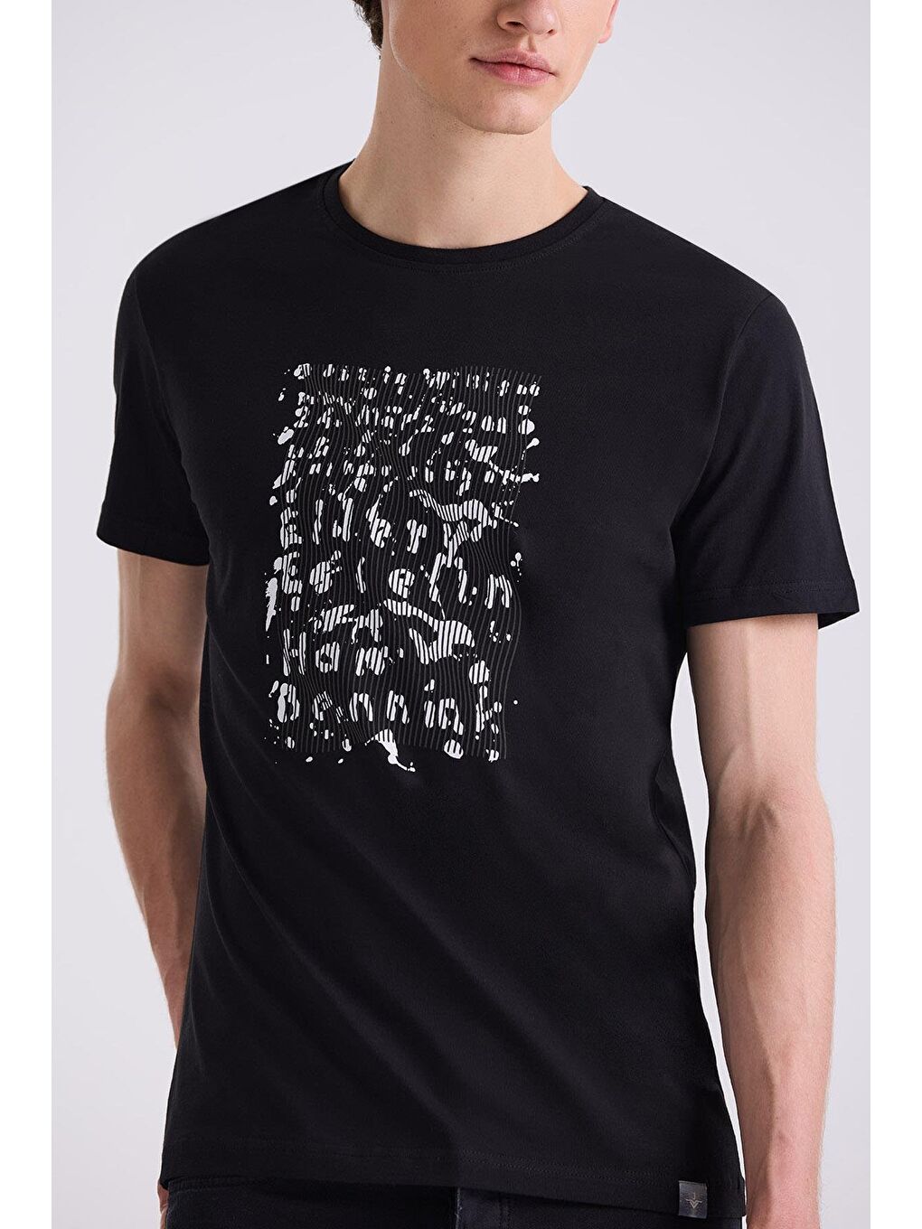 Siyah Slim Fit Triko Bisiklet Yaka T-Shirt-2