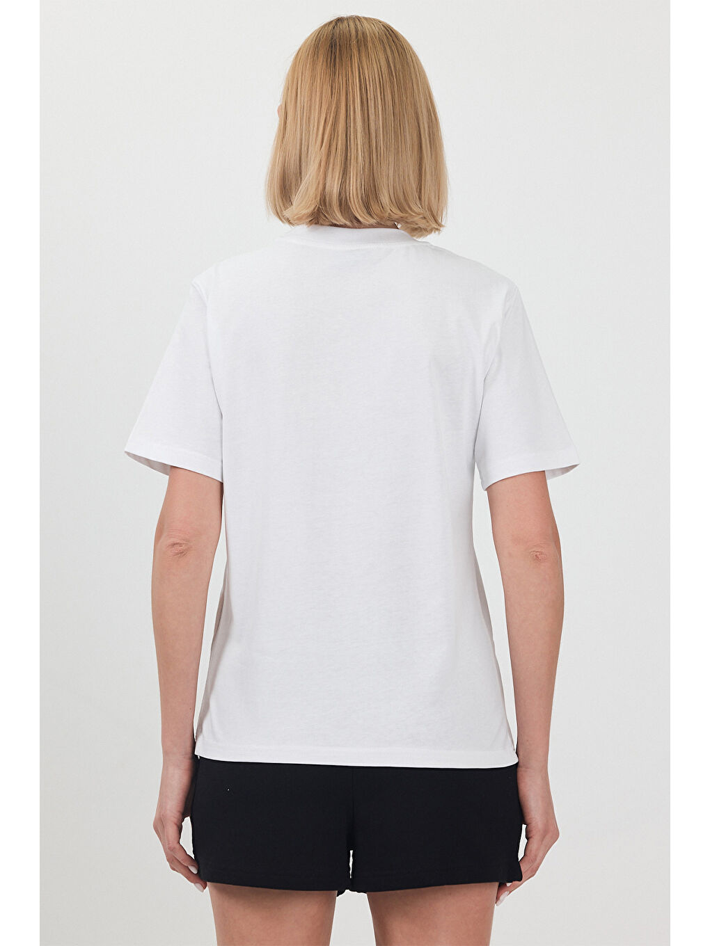 Kadın Basic Beyaz T-Shirt-4