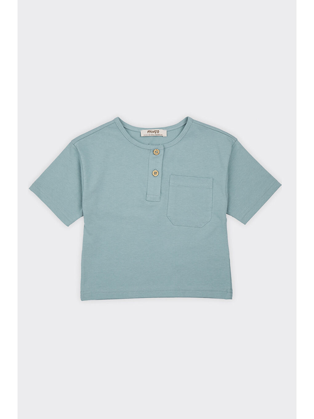 Erkek Bebek Yakası Düğme Detaylı Yeşil Tişört