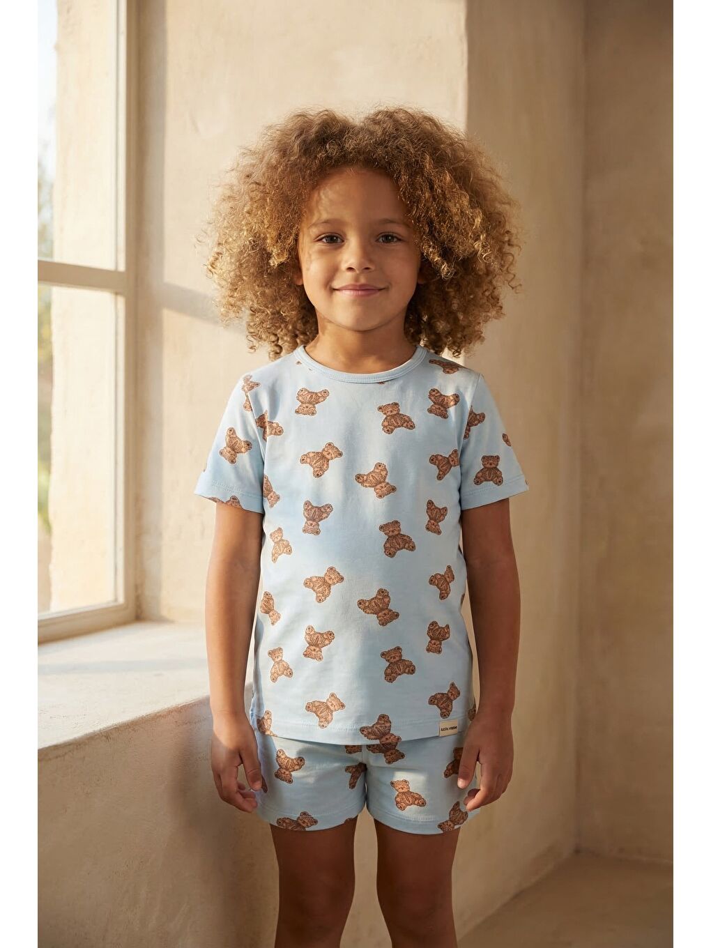 Mavi Çocuk Teddy Desenli Paketli Şortlu Pijama Takımı