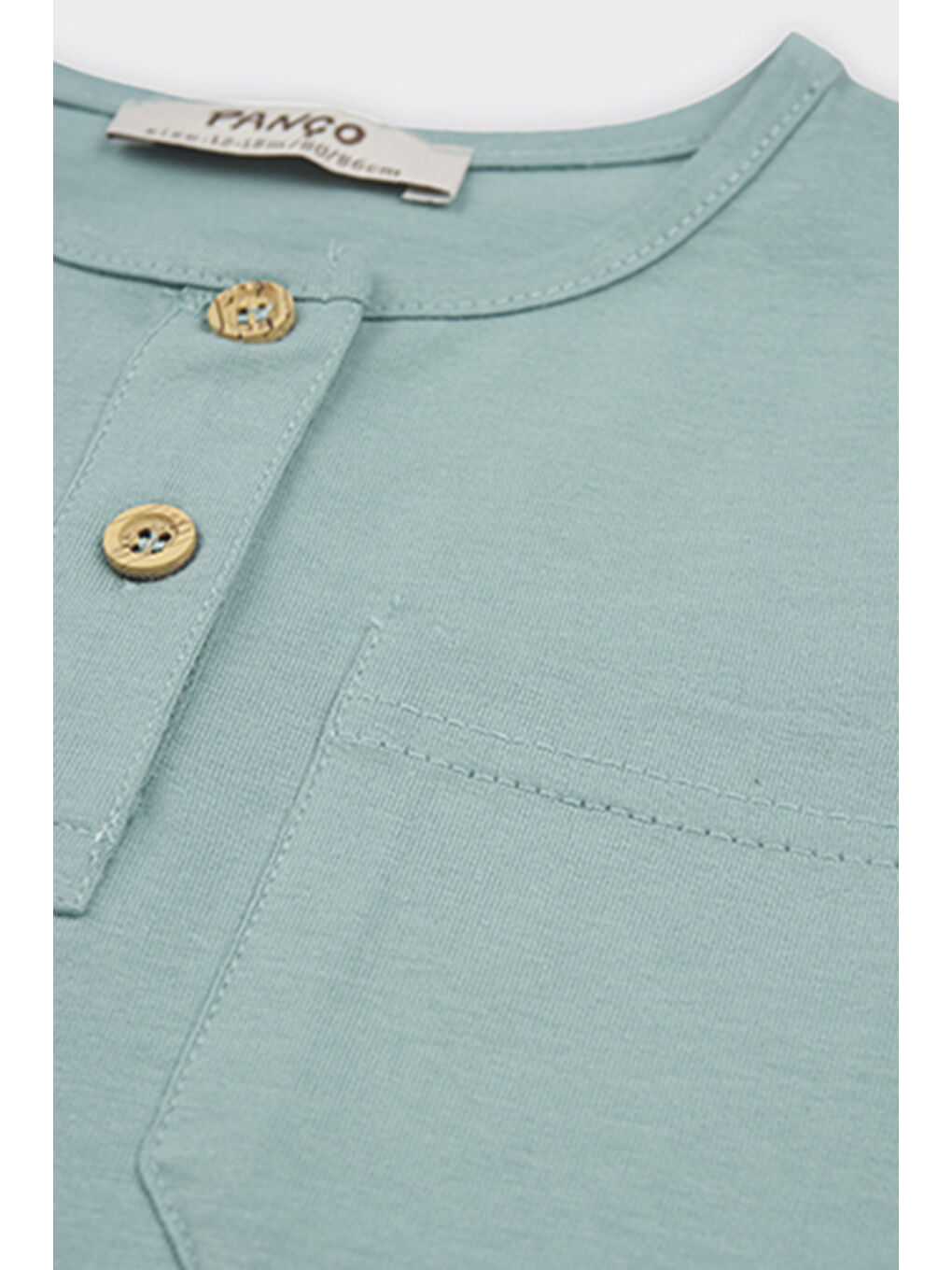 Erkek Bebek Yakası Düğme Detaylı Yeşil Tişört-2