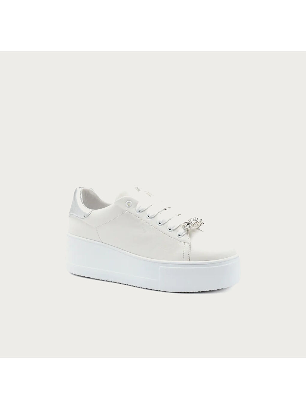 Beyaz Kadın Sneaker 39P1 NAPPAsun BIANCOsilver-1