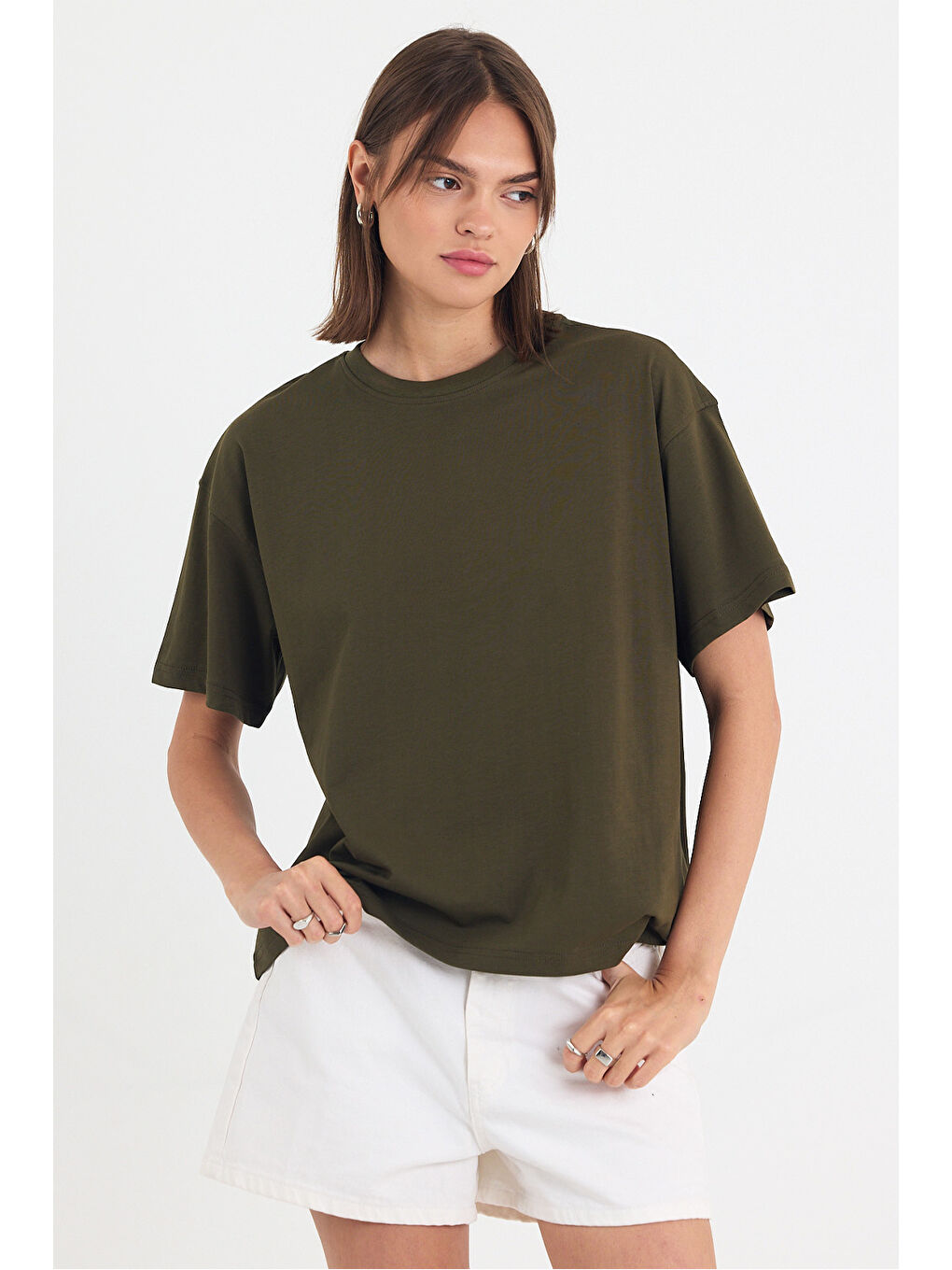 Kadın Timeless Oversize Haki T-Shirt
