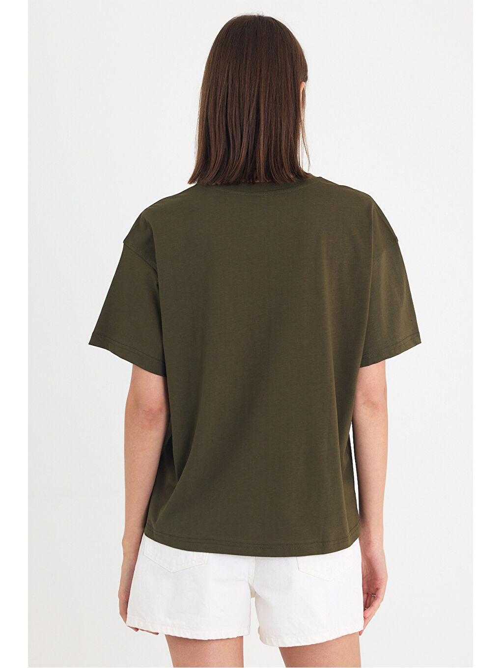 Kadın Timeless Oversize Haki T-Shirt-4