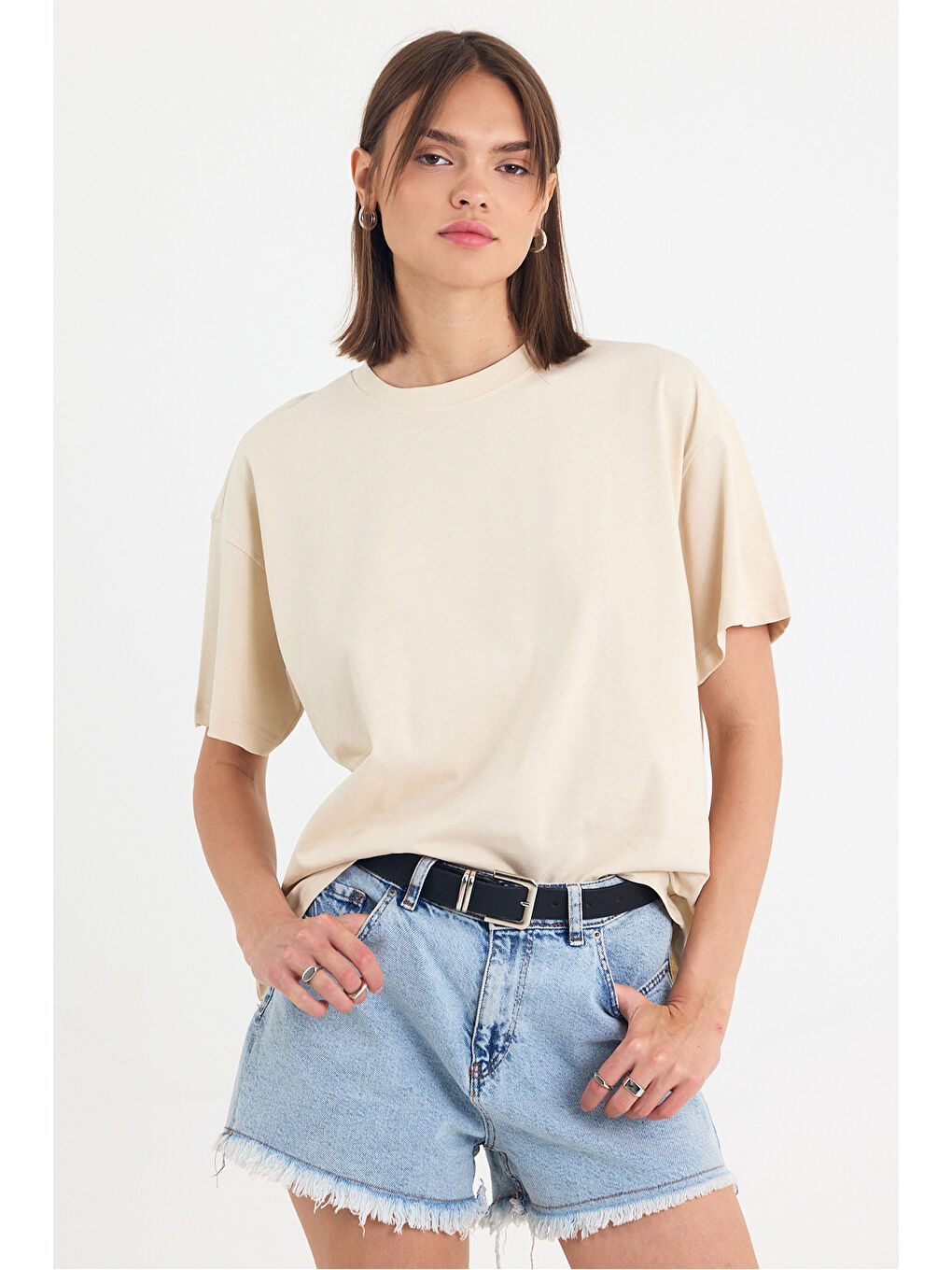 Ekru Kadın Timeless Oversize Krem T-Shirt