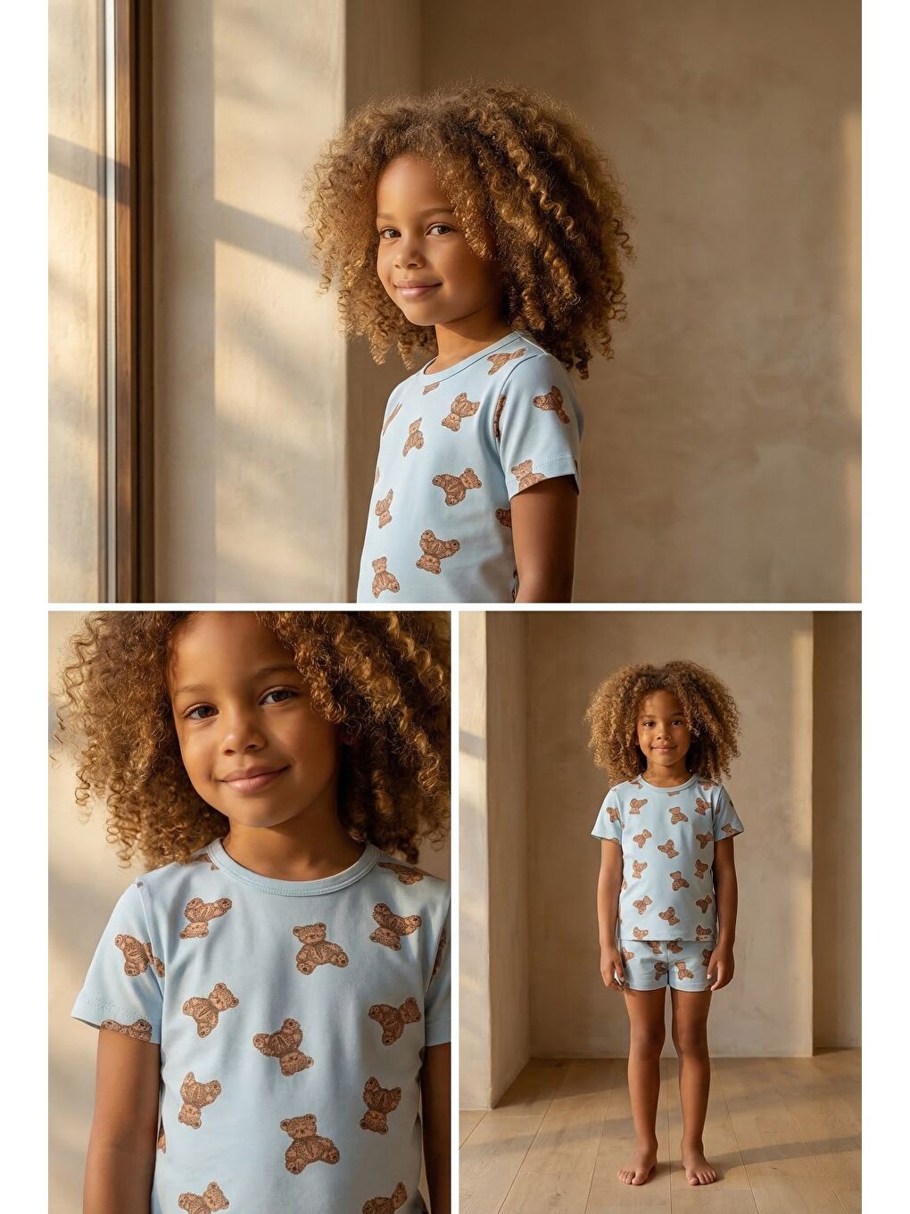 Mavi Çocuk Teddy Desenli Paketli Şortlu Pijama Takımı-2