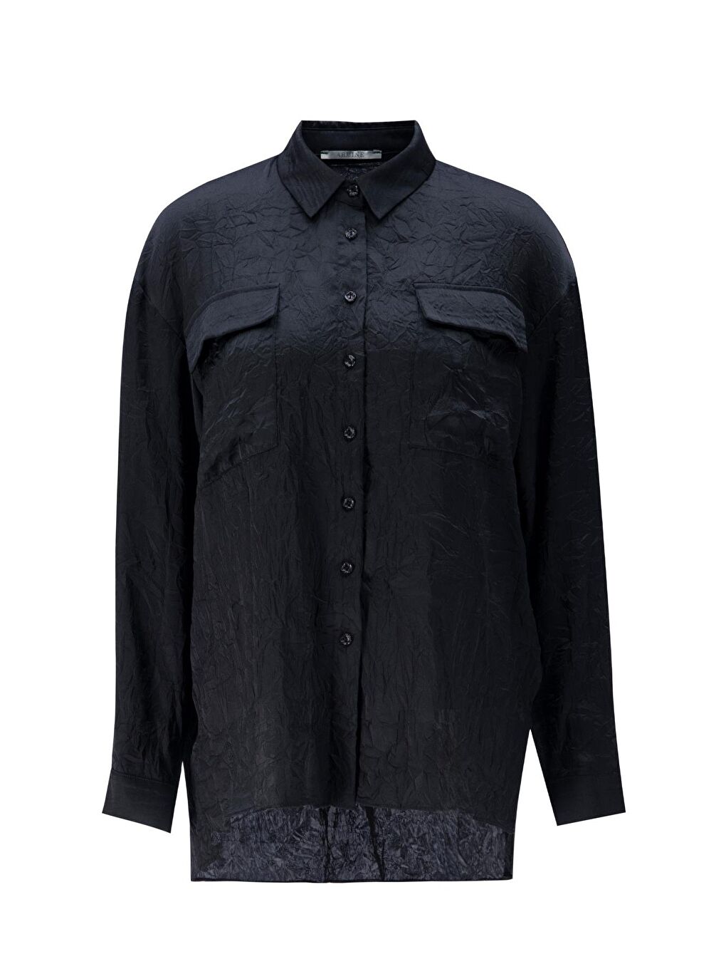 Cep Kapaklı Oversize Gömlek Ort3634 Siyah-4