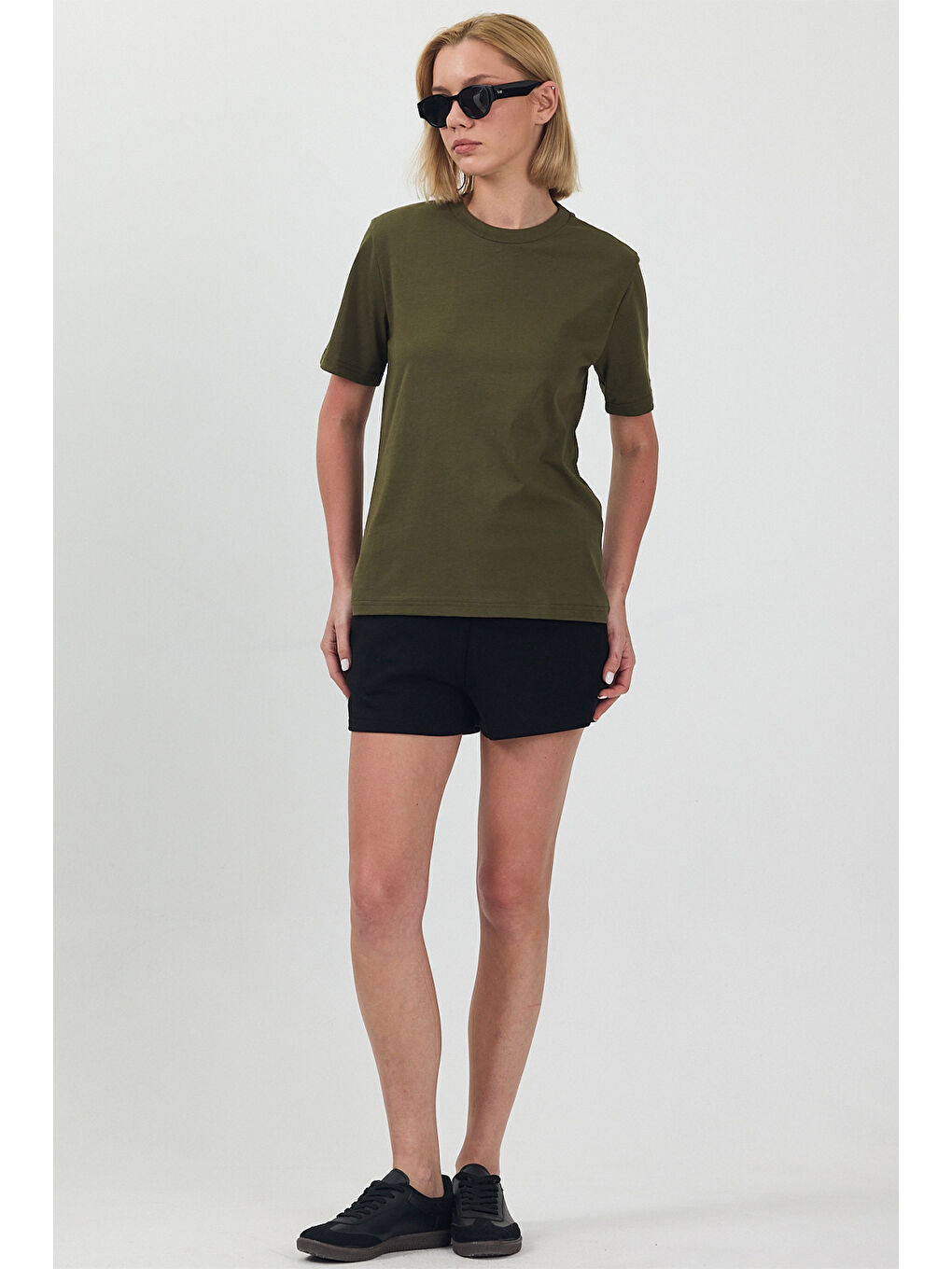 Kadın Basic Haki T-Shirt-2