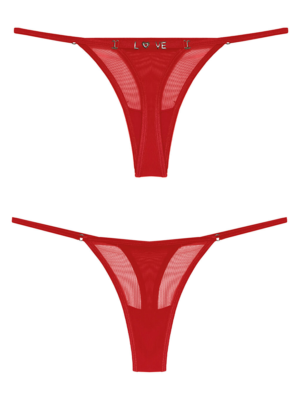 Kırmızı Tül Çıkarılabilir Love Yazı Detaylı Tanga Külot