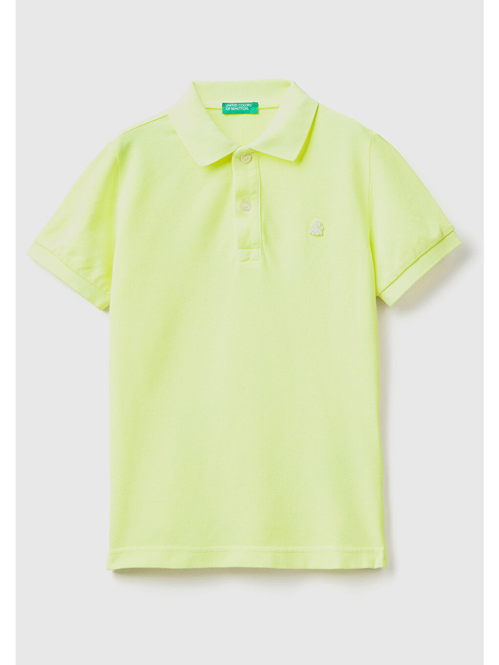 United Colors Of Benetton Sarı Erkek Çocuk Fosforlu Sarı Logolu Neon Pike Polo T-Shirt