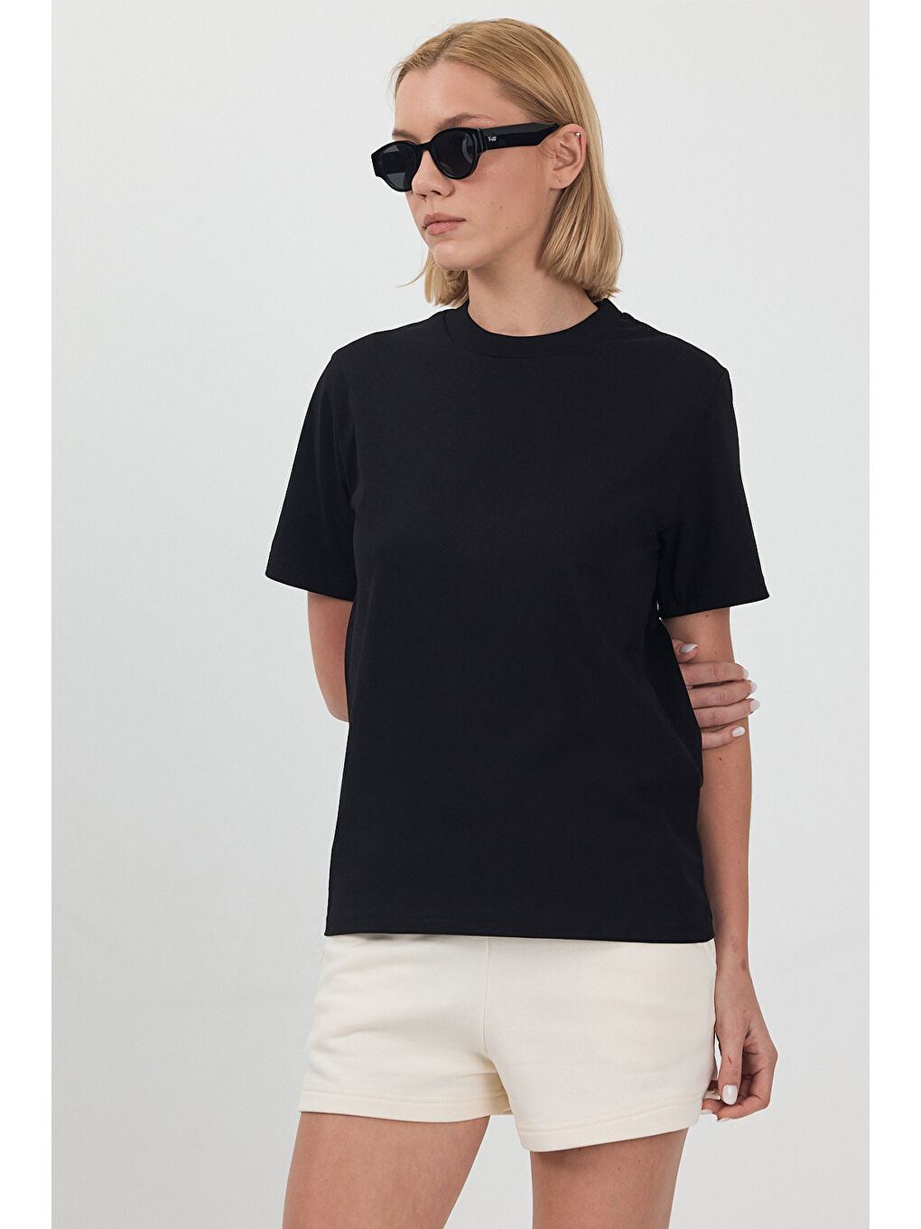 Kadın Basic Siyah T-Shirt-1